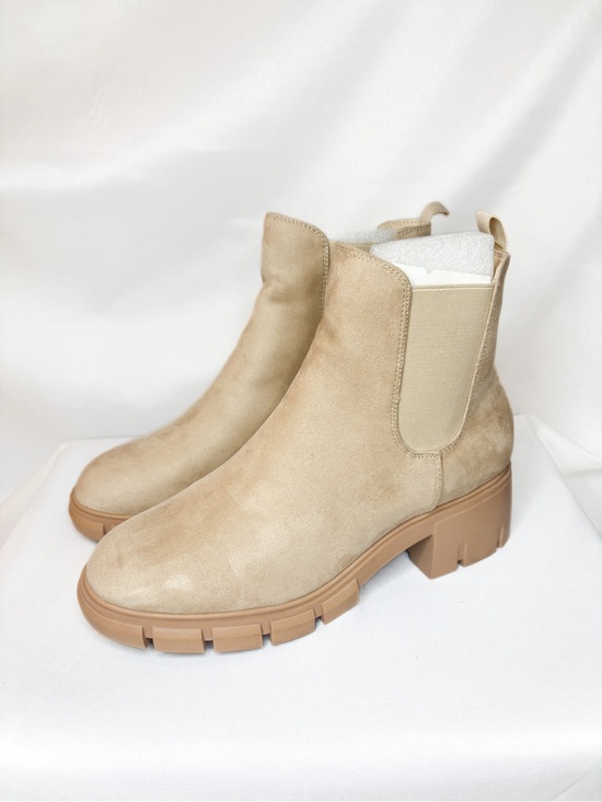 Shoes - Suede Chelsea Booties in Tan